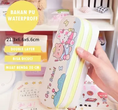 Kotak Pensil Anak Laki-Laki Perempuan PC0001 22x7.5x6.5cm PVC Waterproof Zipper Tanpa Alat Tulis Cocok untuk Kado Ultah/Kenaikan Kelas
