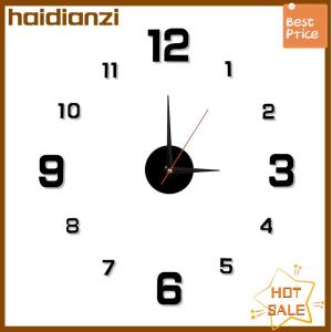 haidianzi นาฬิกาแขวนผนังแบบทำมือสำหรับบ้านสำนักงานไร้กรอบนาฬิกาติดผนัง3D ทันสมัยสติกเกอร์กระจกนาฬิกาแขวนผนังดีไซน์ห้องโรงแรมของตกแต่งโรงเรียน