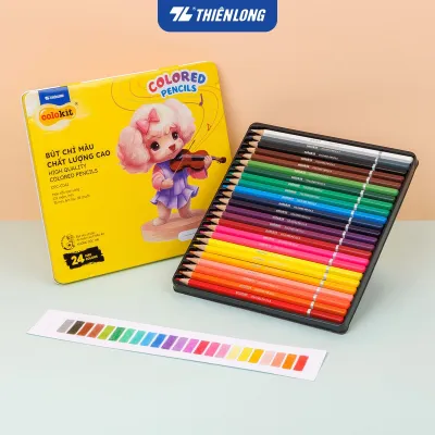 Bút chì 12/18/24 màu hộp thiếc Colored Pencils Thiên Long Colokit