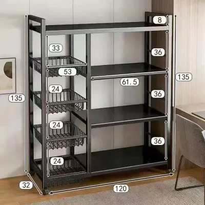 3/4 Tier Kitchen Cabinet With Wheel Kitchen Rack Storage Cabinet Kitchen Accessories Rack Storage Rack Trolley Rack with Wheel