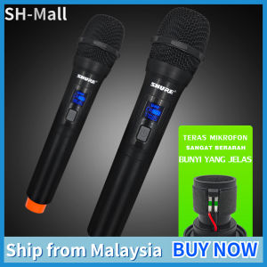 Dual Wireless Microphone with 6.35mm Rechargeable Receiver Cordless Handheld Singing Mic