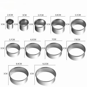 Keranixy 11PCS Circle Cookie Cutters Set Stainless Steel Pastry Biscuit Cutter Ring Mousse Cake Mold Alat Penekan Kuih