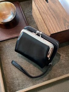 Mini Vintage Card Holder Coins Purse Kiss Lock Clutch Versatile Detachable Wallet Quality