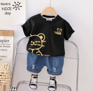 Setelan Baju Anak Laki-Laki Bear feel Pakaian Anak Laki-Laki Dengan Motif Bearfeel Usia 1-5 Tahun