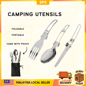 CAMPING FOLDABLE CUTLERY SET TRAVEL DINNING SET SUDU GARFU LIPAT ALAT MAKAN