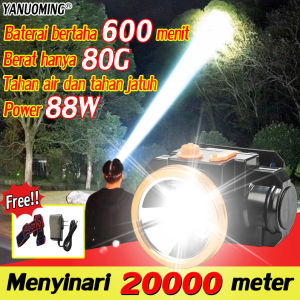 Lebih terang dari lampu pesawat【Sangat terang】senter kepala super terang199000mah300Watt putih Super Terang senter kepala led tahan air dan tahan jatuh heavyduty militer asli darurat stong light Headlamp berkemah led Senter Berkemah Headlamp Outdoor LED