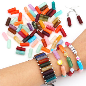 20pcs/Lot 20x8mm Cylinder Shape Stone Beads Plastic Acrylic Loose Spaced Beads Charm Pendant For Earring Bracelet Necklace DIY Jewelry Making