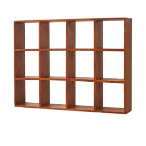 EYESONU Squares Wood Organizer Vintage Style Solid Wood Cups Storage Racks Simple 12 Compartments Stationery Display Shelf Home Office