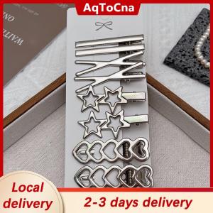 [COD] AqToCna Ship within 24 hours 8pcs Girl Hair Pins Silver Metal Duckbill Clip Women Hair Clips Side Bangs Female Ladies Barrettes Hair Accessories