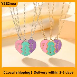 【Local shipping】 1 Set BFF Necklaces For Sister BFF Birthday Friendship Jewelry Gifts Best Friend Forever Necklace For 3 Girls Matching Heart Pendant