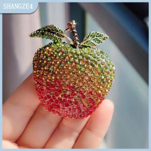 【SHANGZE4】 Shining đầy đủ Rhinestone Gradient Đêm giáng sinh Apple trâm cài cho phụ nữ quần áo áo bên accessries Quà Tặng