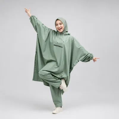 MANTOOLL Jas Hujan dewasa Ponco jumbo bahan PVC berkualitas kuat tebal elastis jas hujan ponco dan setelan ponco celana cocok untuk Pria dan wanita