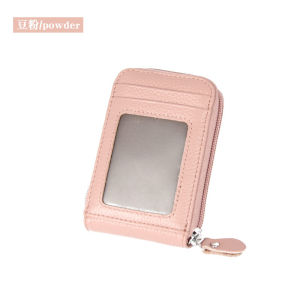 Women RFID Blocking Wallet Top Layer Cowhide Leather Slim Credit Card Holder Zipper Coin Pocket Organizer