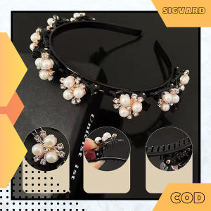 SIGVARD - Bando Jepitan Wanita Korea Dewasa Bondu Aksesoris Rambut Anak Hiasan Mutiara BND06