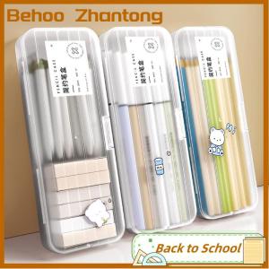 Behoo Fashion Pencil Cases Simple Matte Transparent Box High-capacity Storage Box Data Cable Sorting Box School Office Supplies