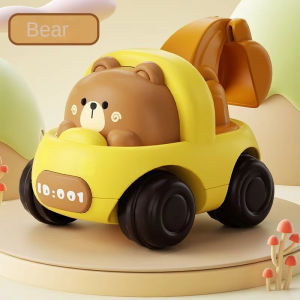 ZEEMIN Baby Car Toy Inertia Cartoon Animal Engineering Vehicle Press Go Cartoon Truck Toys Pull Back Cars Toys for 1 2 3 Year Boys Gift