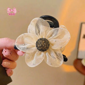 Kẹp tóc Hoa Lưới Đính Đá 8cm cao cấp KEXI phong cách tiểu thư Hàn Quốc kẹp càng cua nữ sang trọng
