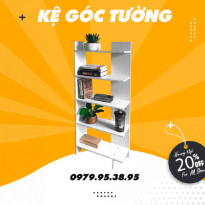 [FREE SHIP] Kệ góc tường màu trắng xinh xắn phong cách và màu sắc hiện đại chất gỗ MDF lõi đặc tốt nhất 2022 dễ dàng lắp ráp