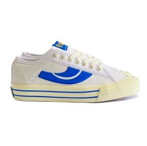 Sepatu Low White Blue Flexion Zirotz 36 – 44 Sneakers Casual Retrograde Putih List Biru Cloud 100% Brand Lokal Bisa COD Bayar Ditempat Pria Wanita Kasual Sekolah Kerja Kekinian Canvas