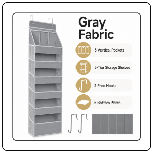 【JJ HOME】Over-Door Storage Organizer / Multi-Layer Hanging Bag / Clear PVC or Gray Fabric Door Organizer