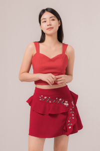 RIMINI- Bawahan Cewek Rok Celana Mini Bordir Bunga Ruffle XS-XL- Alina Skirt 85791