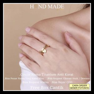 cincin nama titanium anti karat anak dewasa cincin titanium wanita cincin titanium emas cincin anak nama aksesoris wanita cincin