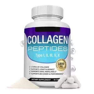 Toplux Nutrition Collagen Peptides Types Complex 100mg US Made Dietary Supplement for Health Beauty Fitness