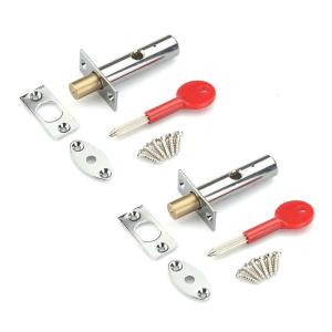 2Pcs Mortice Door Bolts with Star Key Concealed Mortise Door Lock Pipe Tube Well Invisible Lock for Fireproof Door