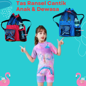 tas ransel ransel jaring anak dan dewasa kantong perlengkapan perbekalan berenang pantai kolam dan wisata air lainnya