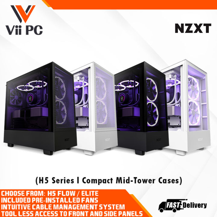 NZXT H5 Series ATX Compact Mid Tower Case, H5 Flow, H5 Flow RGB, H5 ...