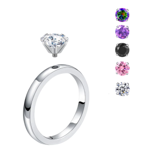 Fashionable Stainless Steel Rings Adornment Featuring Replaceable Birthstone Zircons For A Touch Of Personal Flair