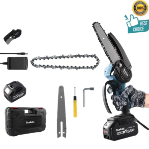 MAKITA 6 Inch Cordless Gardening Portable Electric Chainsaw Pruning Chain Saw Wood Cutter One-Hand Saw Woodworking Power Tools With 2 Battery