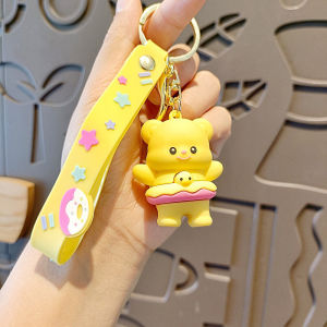 🔥IVY Cartoon Butter Bear Couple Keychain Cute Children Backpack Pendant Car Keychain Doll Doll Pendant Ornament
