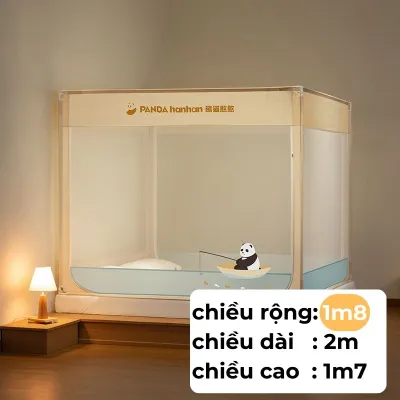 [PANDA] Mùng Chống Ngã Medoga - Hình In Panda | Mùng Khung Vuông | Chống Muỗi | Chắn Giường | Chống Ngã Giường