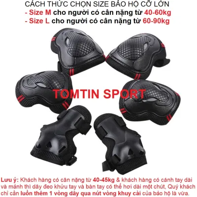 Bảo hộ patin người lớn - bảo vệ chân tay khi trượt patin ván trượt và các môn thể thao ngoài trời khác - TomTin Sport