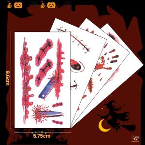 พร้อมส่งจากกทม สติกเกอร์แทททูฮาโลวีน บาดแผลเลือด จําลอง DIY รอยแผลเป็นปลอม กันน้ํา รอยแผล รอยกัด tattoo halloween
