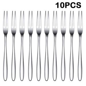 10PCS Creative Stainless Steel Fruit Fork Lovely Mini Dessert Forks Home Flatware Accessory