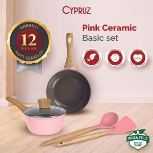 PANCI SET COOKWARE CYPRUZ Basic set PI 0921 - Pink Ceramic Series 5 Pcs