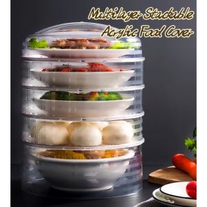 5 Multilayer Stackable Acrylic Food Cover Dustproof Flyproof Dish Cover Save Space Insolation Container Tudung Saji