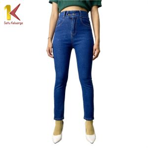1K Celana Panjang Highwaist Straight Jeans Stretch Women Fashion P592 Celana Denim HW dengan 2 Kancing Kekinian Long Pants Celana Jeans Wanita