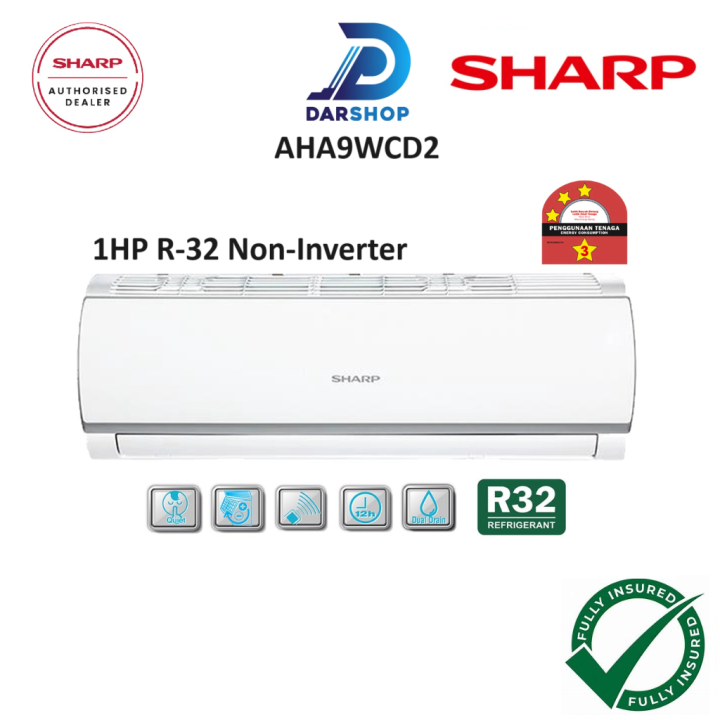Sharp Aircond 1.0HP R32 Non Inverter Aircond Penghawa Dingin 1HP Air
