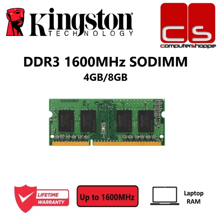 Kingston DDR3-1600Mhz SODIMM Laptop RAM - 4GB/8GB