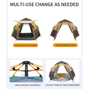 Waterproof Automatic Tent Outdoor Camping Tent Waterproof 4-6 People Thickened Climbing Camping double deck Family Tent 270x270x168cm
