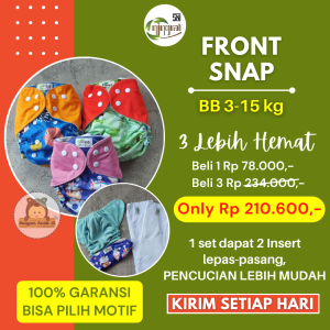 Clodi Ningrat Front Snap Popok Bayi Cuci Ulang 2 Insert Lembaran Popok Kain Modern Cloth Diapers Newborn Pampers Cuci Ulang Hemat