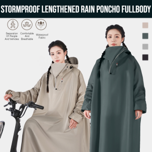 Motorcycle Stormproof Lengthened Rain Poncho Fullbody One-Piece Raincoat For Adults Outside To Prevent Heavy Rain Long And Full-Body Raincoat