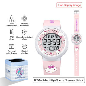 ZGO Sanrio Watch HelloKitty Digital Kids Watch Girl Multifunction 50M Waterproof Luminous Student Gift 8551
