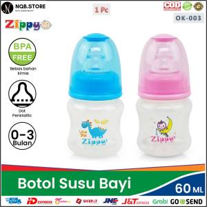 Zippy Botol Susu Atau Juice Bayi 60 ML Mini Dot Peristaltic Baby Bottle BPA Free 0-3 Bulan - OK-003
