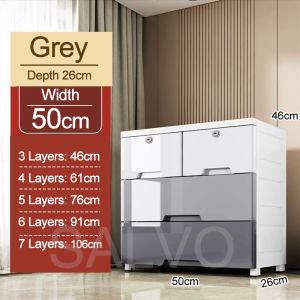 50CM Drawer Cabinet Gradient Gray Wardrobe Drawer Organizer Plastic Drawer Storage Cabinet With Wheels Almari Baju Drawer Baju Clothes Organizer 抽屜櫃
