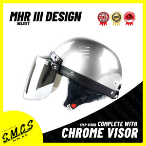 MHR III Helmet Design With Chrome Visor [BRV LOGO] TOPI KELEDAR Steng Kura Kura Half Cut Helmet 1SET