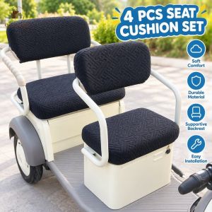 4 Pcs Universal 3 Wheel Electric Tricycle Seat Cover Fit Nwow Ebike Comfortable Backrest Pad All Season Non Slip Durable Cushion